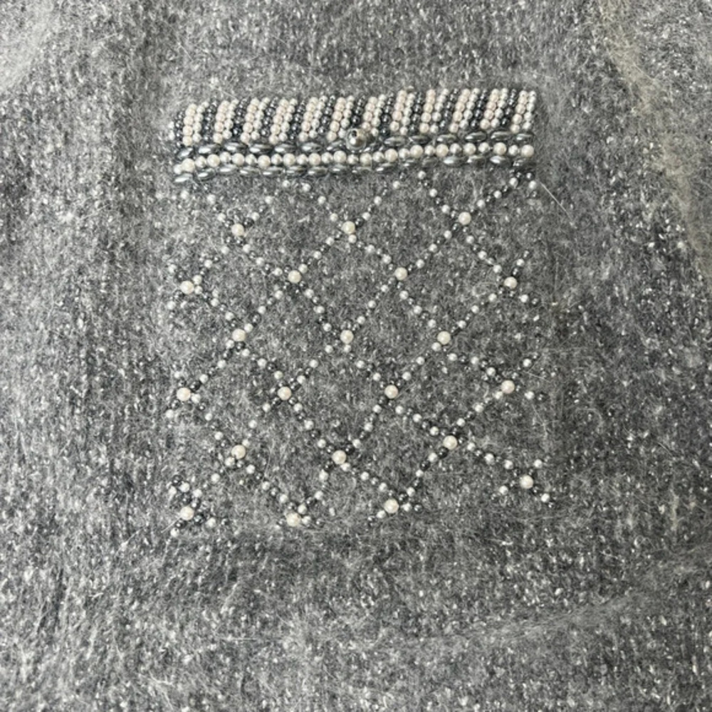 Vintage IB DIFFUSION Pearl‑Detail Silk‑Blend Sweater Size Medium - Picture 3 of 6